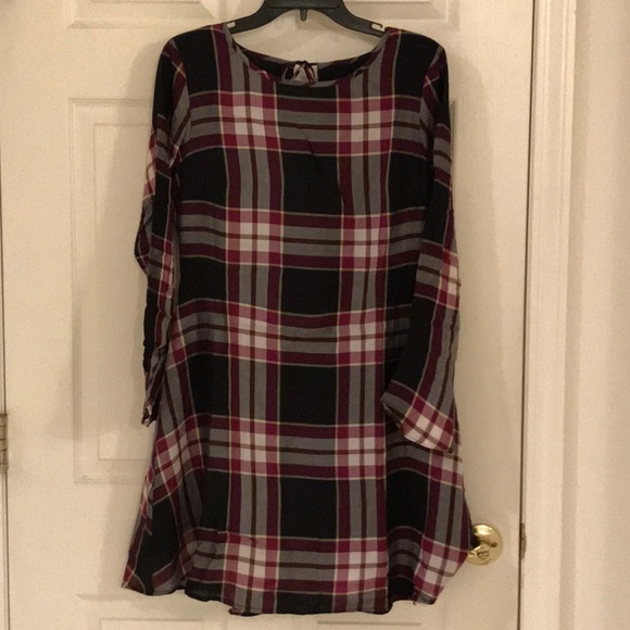 ANN TAYLOR LOFT SIZE 6P TIE BACK PLAID DRESS - Picture 6 of 7